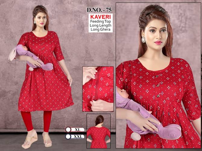 Seven Cross Casual Wear Rayon Feeding Kurti Wholesale Shop In Surat
